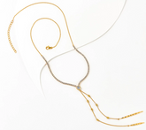 Diamonique x m Amy Stran Two- Strand Drop Lariat Goldclad Necklace